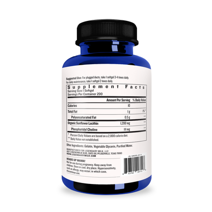 Legendairy Milk Sunflower Lecithin 1200mg 200 Softgels Milk Flow